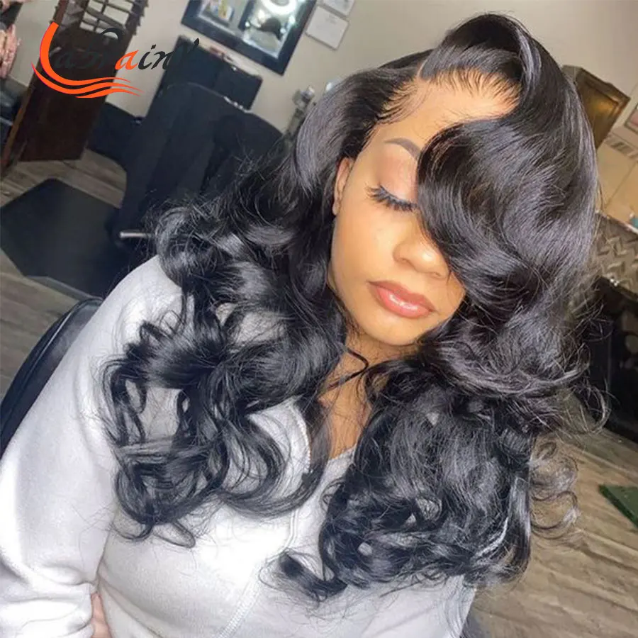 

30 Inches Body Wave 13X6 Lace Frontal Human Hair Wig Glueless Pre Plucked with Baby Hair Lace Front Wig Free Part Natural Color