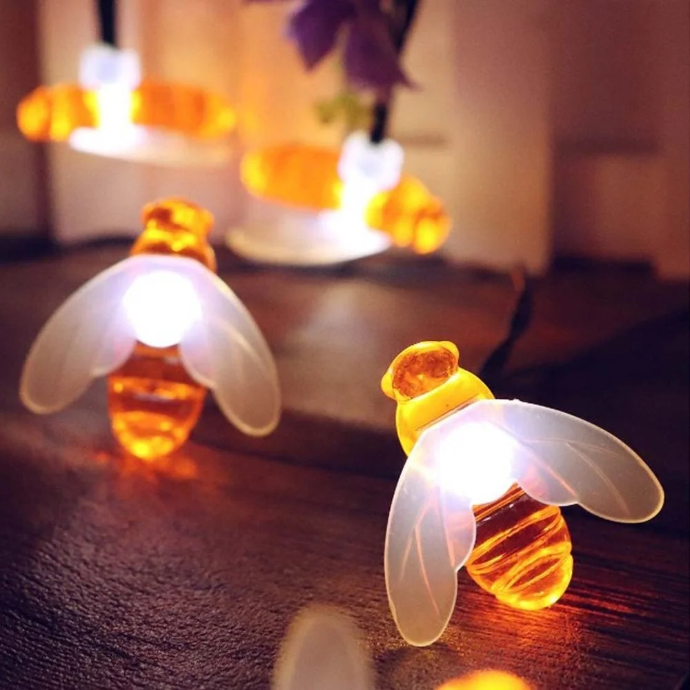 

100LED 12M Simulation Honey Bees Solar Power String Lamp Fairy Lights Battery Garlands Garden Christmas Holiday Decor Outdoor