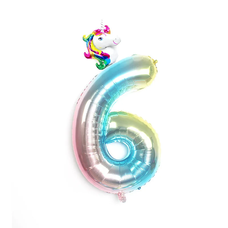 unicorn ballon blue6 2 шт. Радуга Единорог вечерние 32 дюймов воздушные шары из фольги в виде цифр детская День рождения украшения гелиевых шара с цифрой Baby Shower деко - Цвет: unicorn ballon blue6
