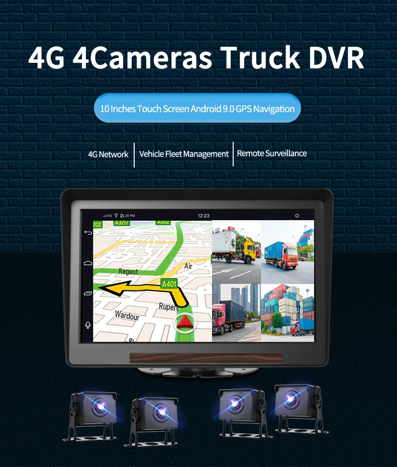 Bluavido 4G Android 9.0 Car DVR GPS Navigation HD 720P Truck Bus 24h Remote Monitoring Dash Camera 15M Rear Cable Video Recorder |
