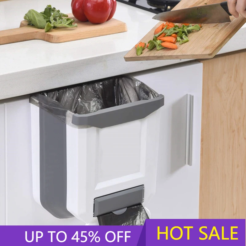 

Wall-mounted Folding Trash Can Cabinet Door Garbage Kitchen Hanging Trash Can Car Wall-mounted Folding Trash Can Cleaning