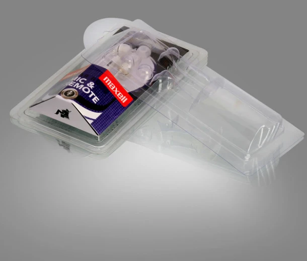 Заказная прозрачная трехслойная блистерная упаковка с бумажной