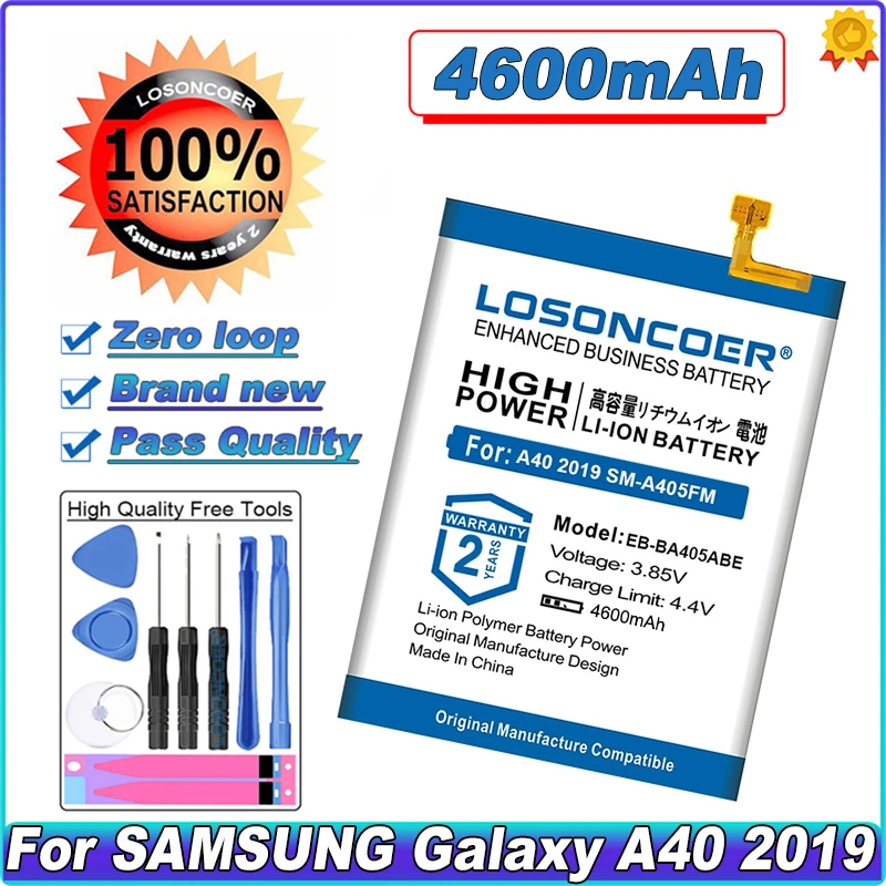 LOSONCOER 4600 мА/ч EB BA405ABE батарея для SAMSUNG Galaxy A40 2019 SM A405FM/DS A405FN/DS GH82 19582A|Аккумуляторы