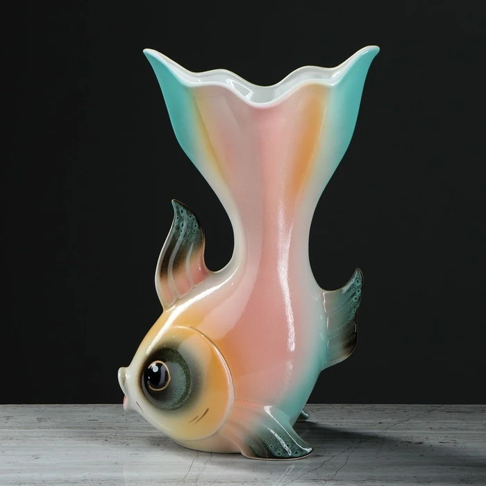 Ваза настольная &quotЗолотая рыбка&quot разноцветная 35 см|Вазы| |