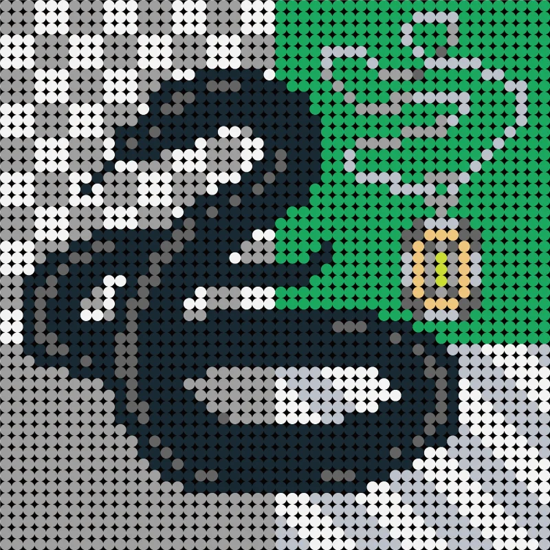 

2304pcs Series Slytherined Faculty Snake School Badged Pixel Mosaic Art Painting Building Blocks Bricks Diy Toys