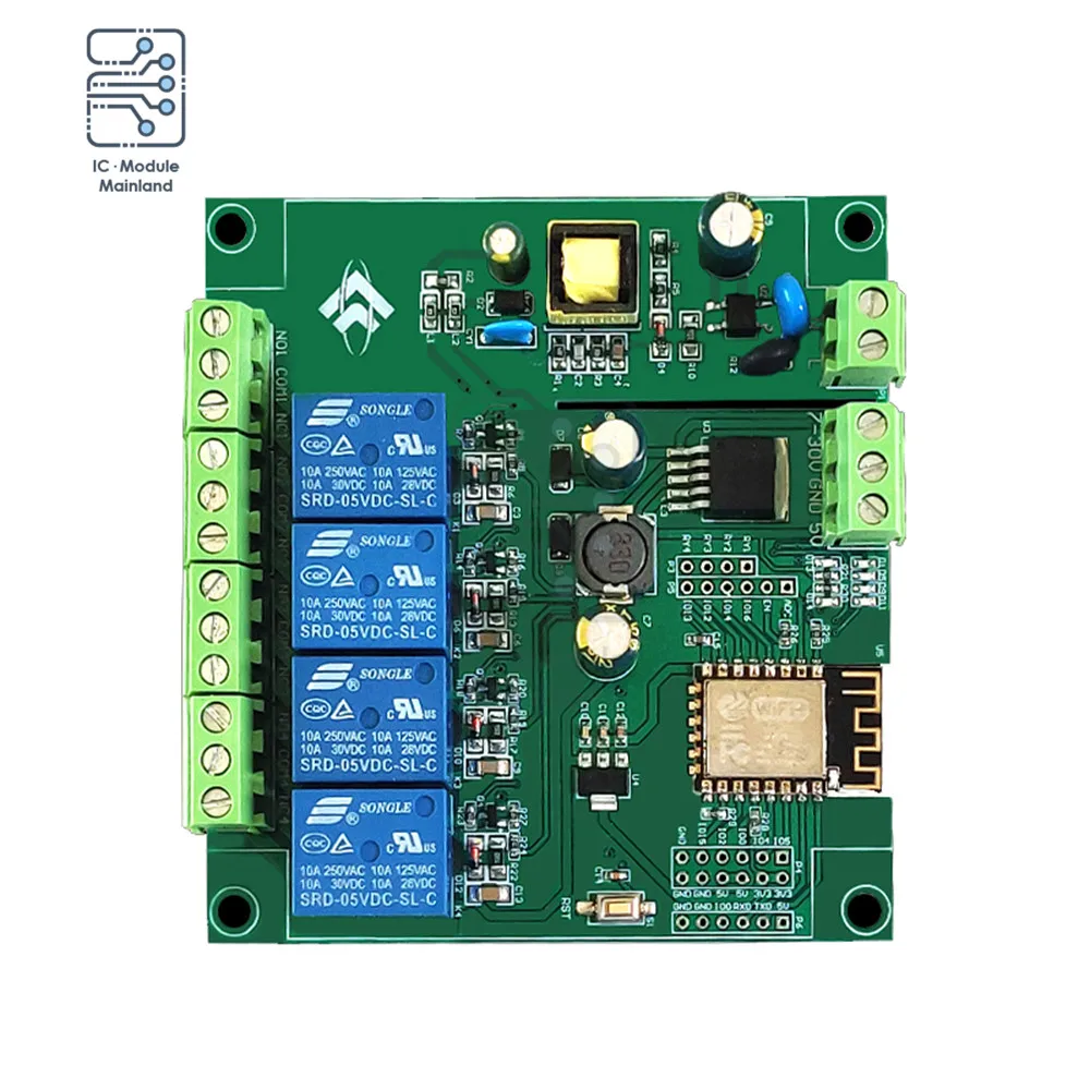 

ESP8266 ESP-12F Development Board WIFI Relay Module 4-CH Board AC90-250V/DC7-30V/5V for Arduino Smart Home IOT Remote