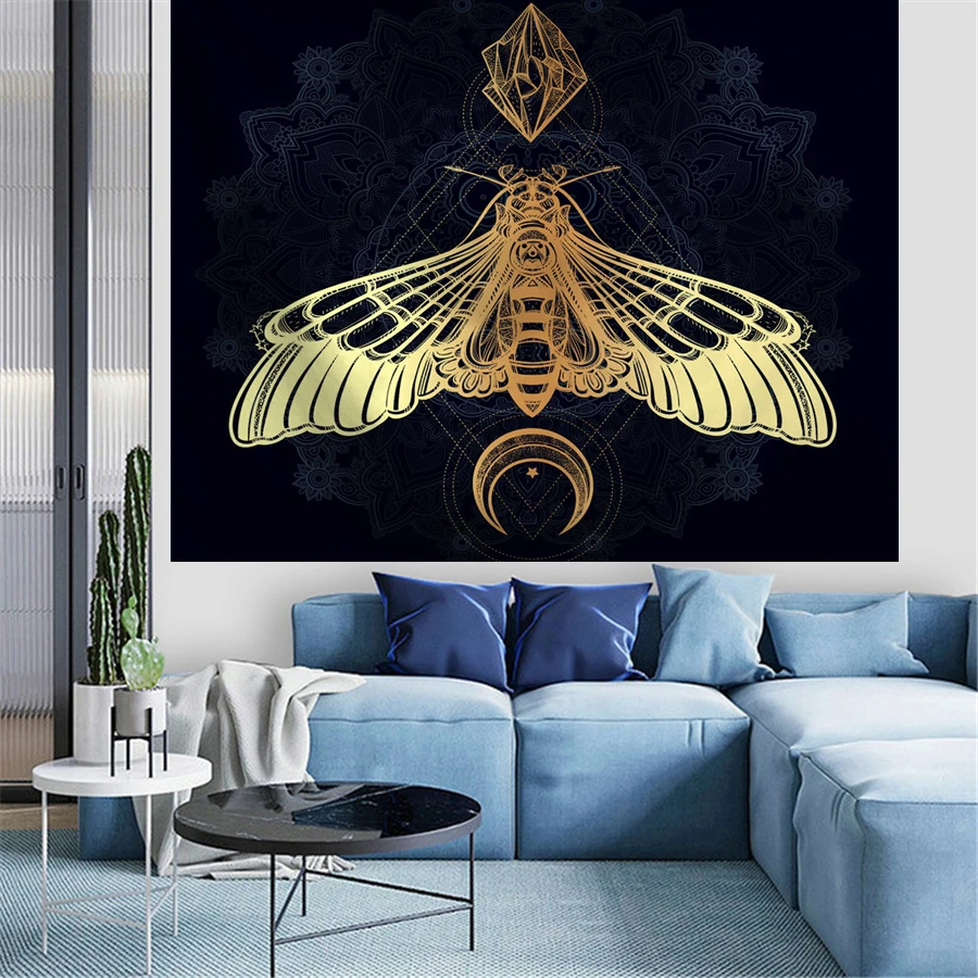 

Witchcraft Skull Moth Mandala Tapestry Moon Sun Ouija Wall Hanging Blanket Carpet Cloth Indian Floral Eyes Hand Home Decoration