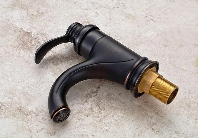 Black Oil Rubbed Brass Single Hole Deck Mounted Handle Lever Bathroom Vessel Basin Sink Faucet Mixer Water Taps mnf065 | Обустройство