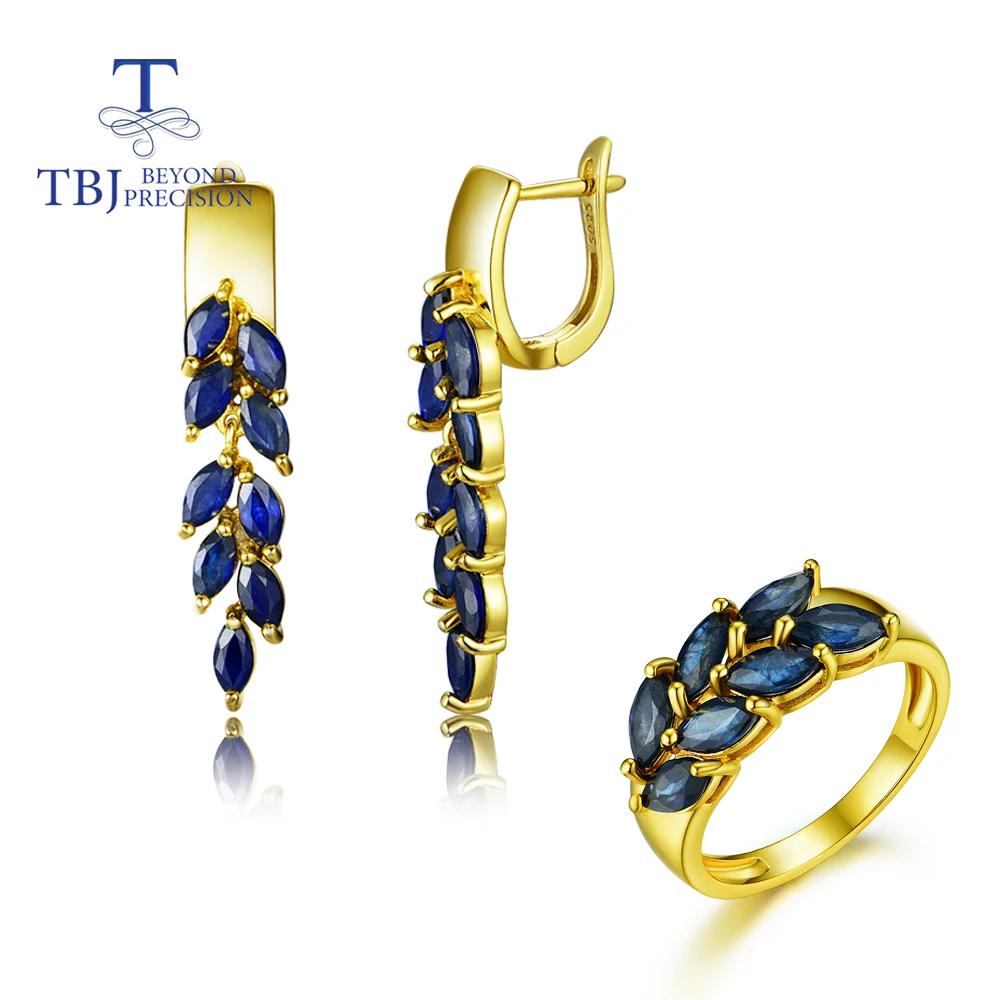 Сапфировые кольца натуральный драгоценный камень серебро 925 пробы из желтого