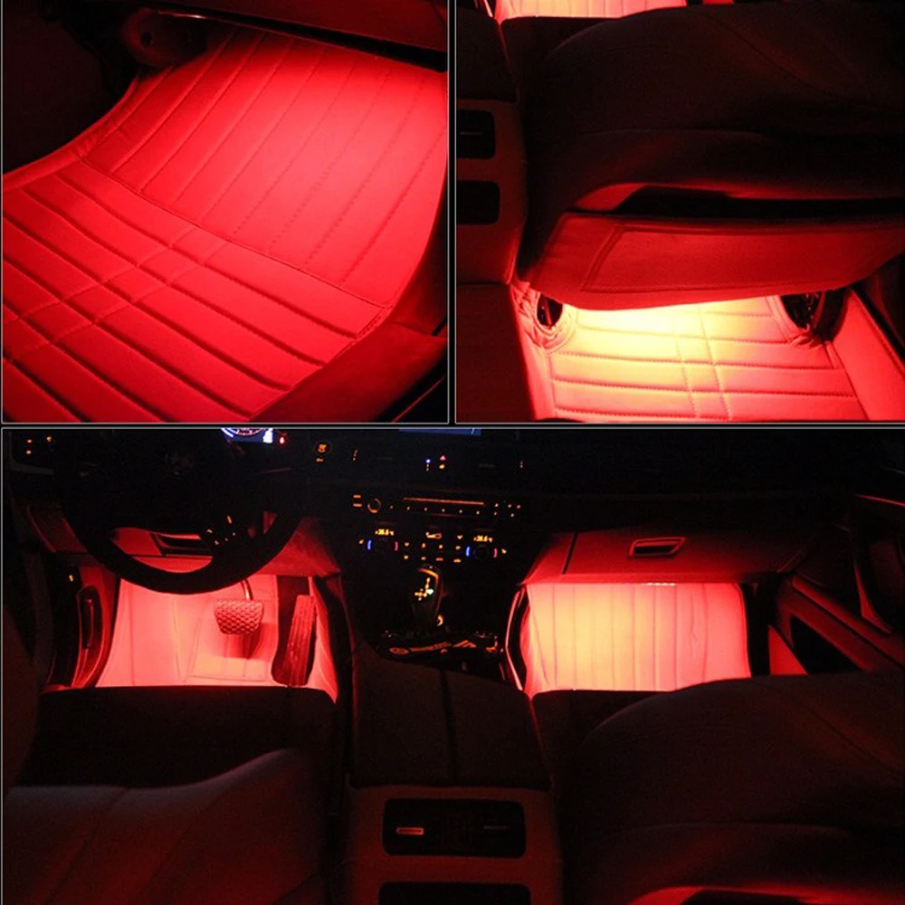 Светодиодная лента RGB для автомобилей 4 шт. цветная LED полоска tiida qashqai note mitsubishi asx bmw