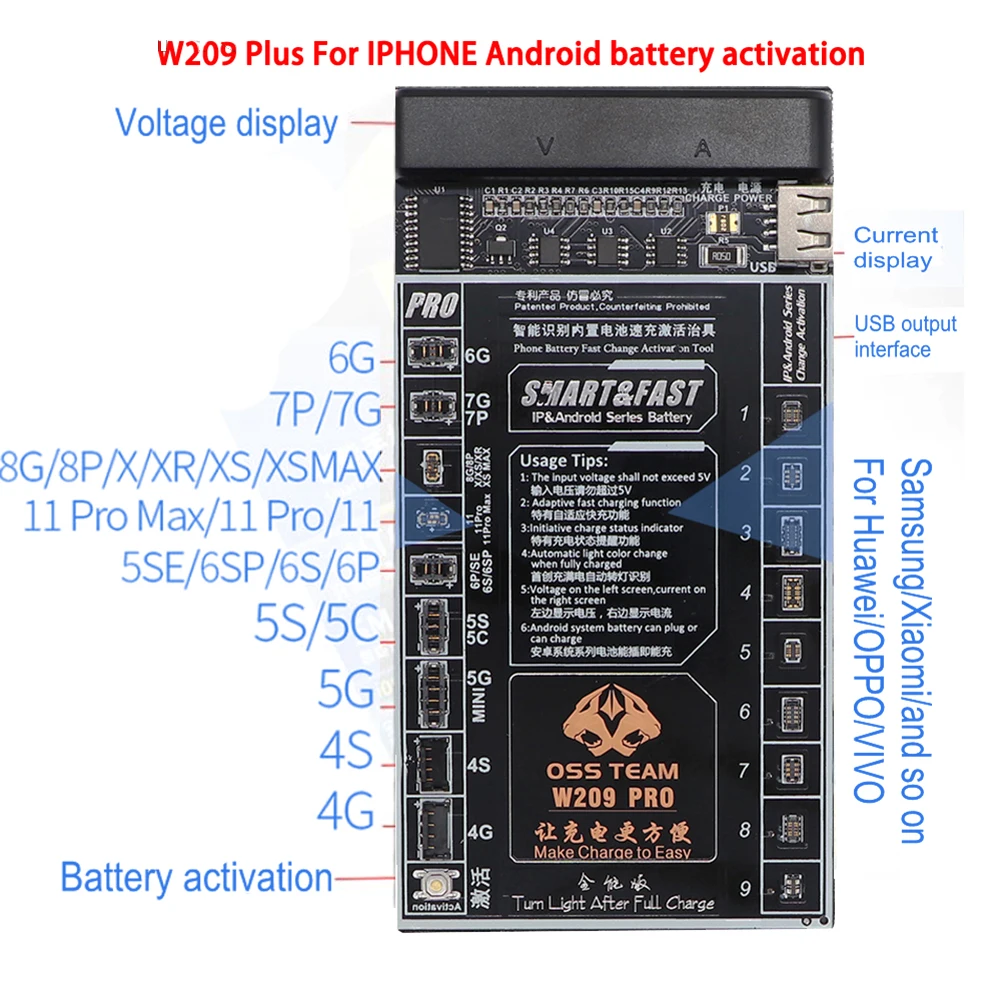 w209pro battery tester activation board for iphoneandroid phone fast charging activation board free global shipping