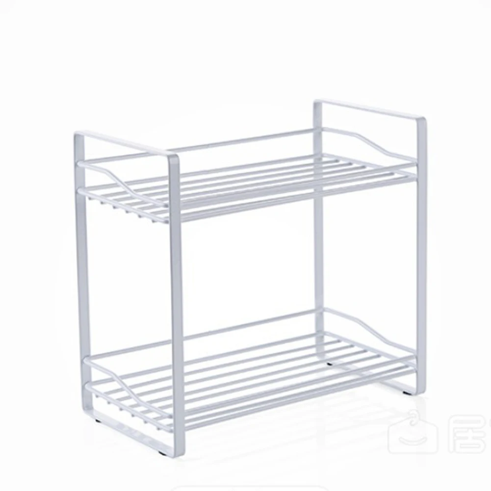 

2 Tier Organizer Saving Space Seasoning Bottle Portable Durable Storage Stand Rack Shelf Holder Iron Art Countertop