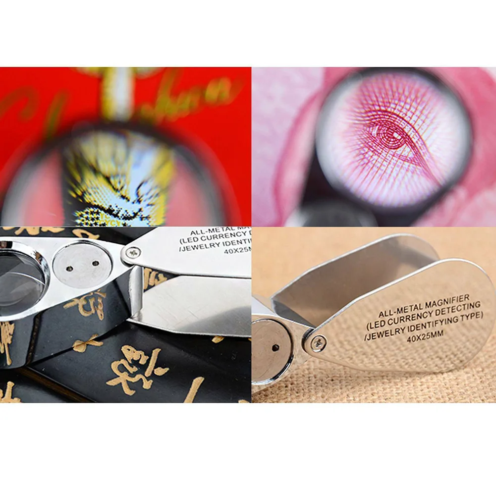 

1*40X Magnifier Jewellers Eye Jewelry Lens Glass Loupe 40x-25 Magnifier Magnifying Acrylic Optical Lenses LED Light Power Tools