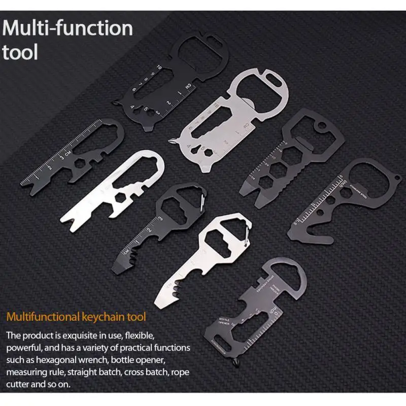 

Multi-functional Stainless Steel Key-shaped Pocket Tool Key Chain With Bottle Opener Hand-held Disassembly Tools Accessories