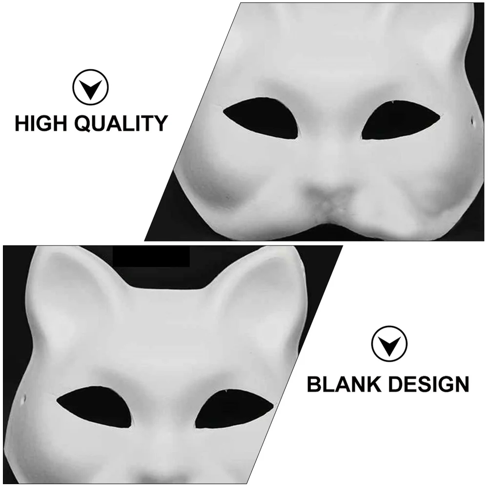 

10Pcs White Mask DIY Unpainted Cat Face Mask Masquerade Supplies for Party