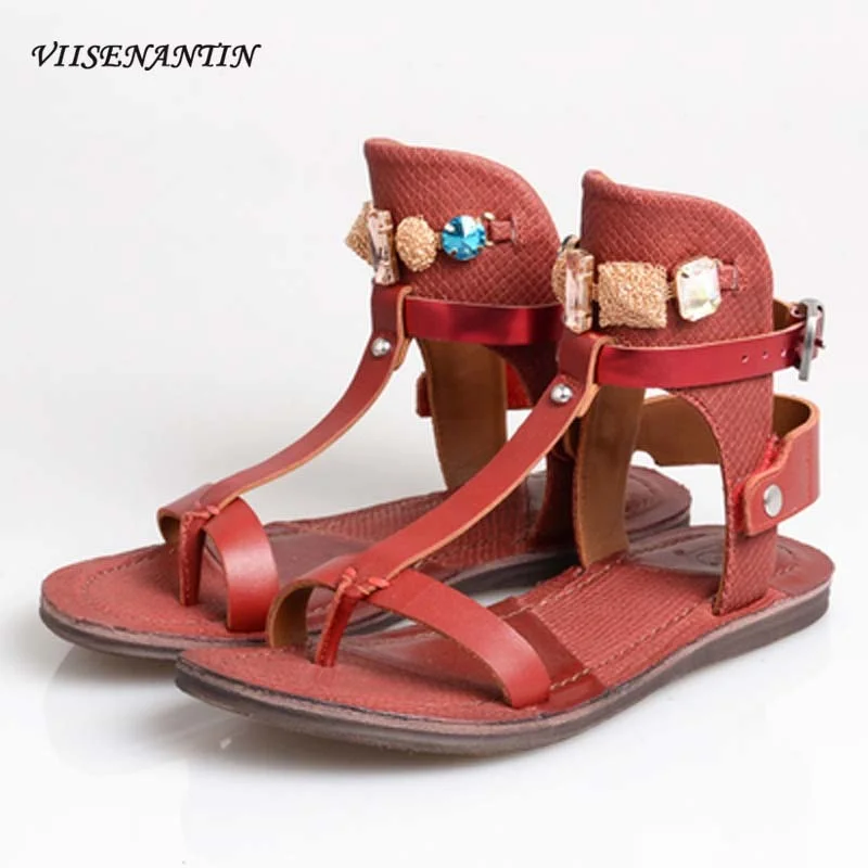 

Сандалии женские с заклепками, кожаные босоножки с ремешком и пряжкой, с открытым носком, в стиле ретро, с металлическими заклепками, с низки...