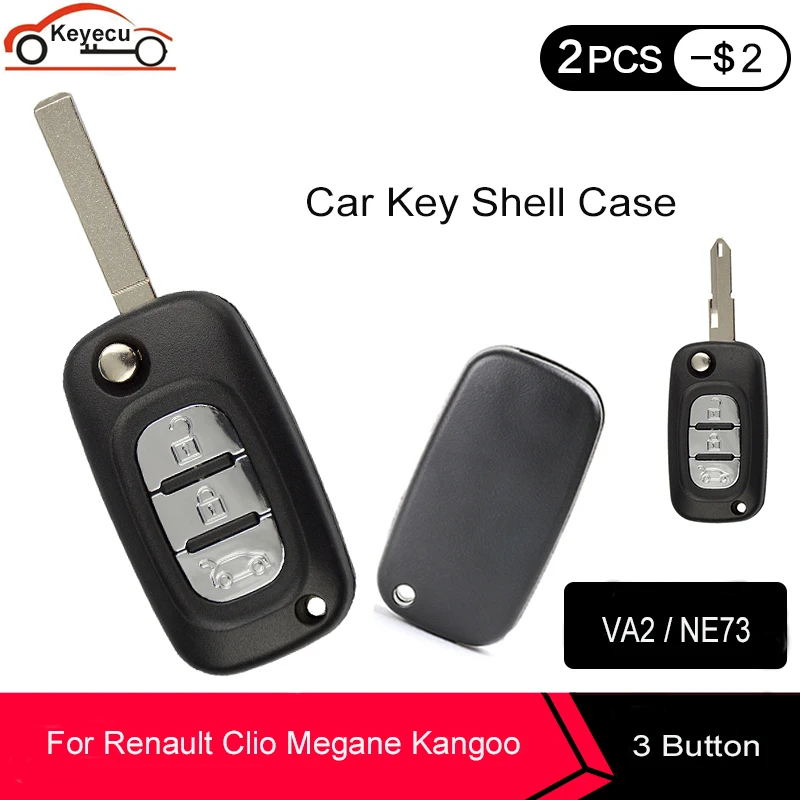 Высококачественный складной чехол KEYECU для ключа брелок с 3 кнопками RENAULT Clio Megane