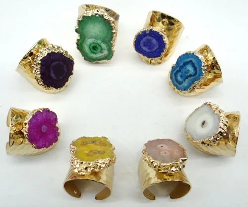 6 шт. винтажные золотые ободки в стиле ретро синие фиолетовые жеодовые цветочные