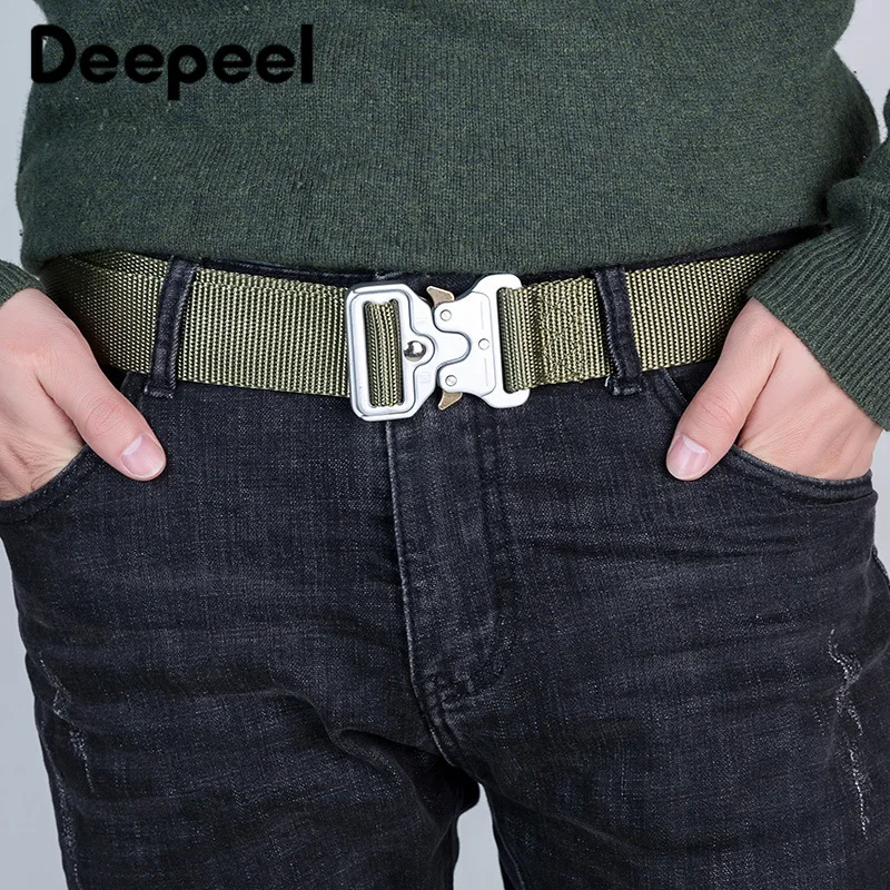 Мужские военные ремни Deepeel 1 шт. 135 x-см серебристая пряжка тактический холщовый