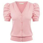 Женский трикотажный кардиган с коротким рукавом и V-образным вырезом