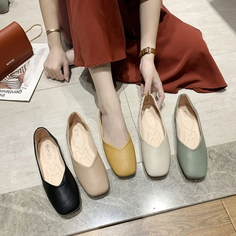 

Spring new peas shoes female summer wild fairy gentle fashion casual shallow mouth pointed women flat footwear J14-56