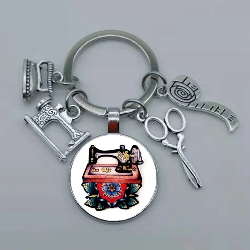 Новинка Модная бижутерия швейная машина железные ножницы линейка выпуклая