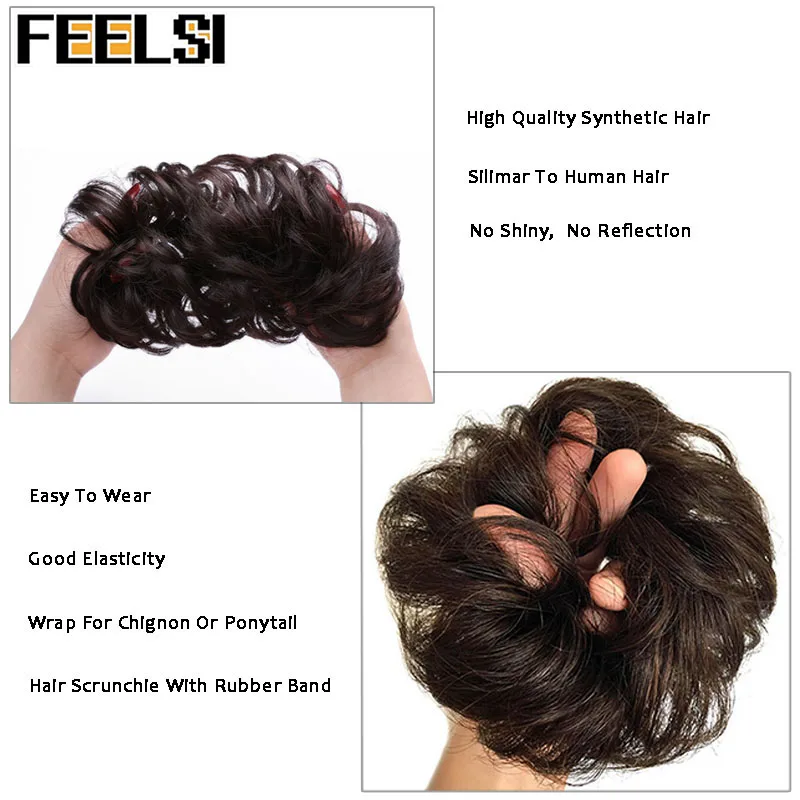 Женский кудрявый шиньон FEELSI с эластичной резинкой резинка для волос обертка