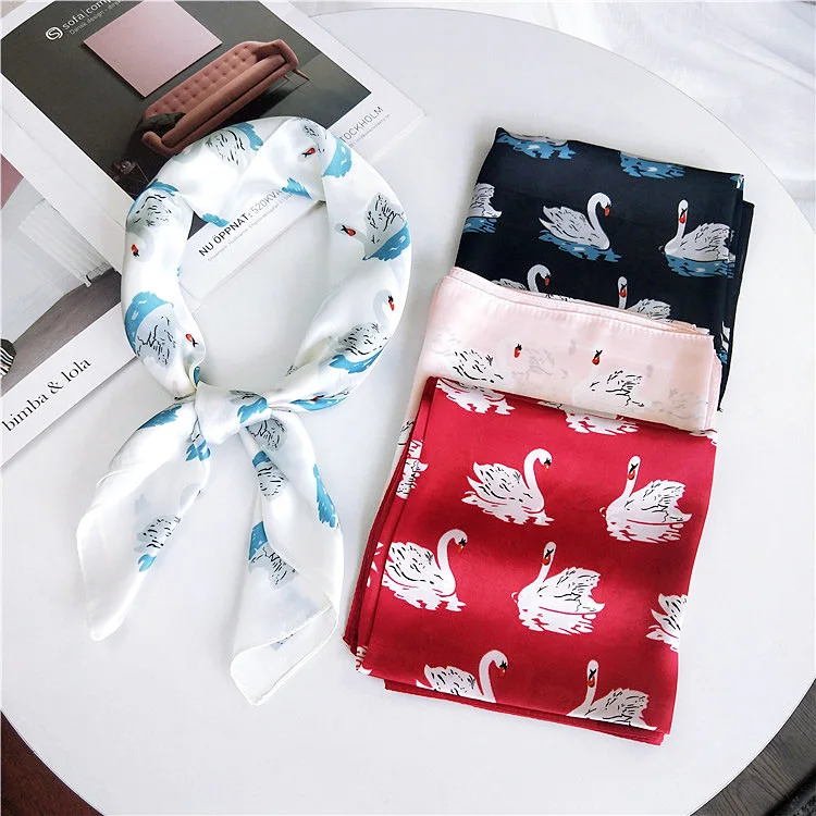 Модный женский шарф с лебедем роскошный брендовый хиджаб принтом животных шаль