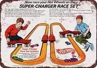 tin sign new aluminum metal 1969 hot wheels super charger racing set retro 11 8 x 7 8 inch