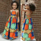 Детское платье для девочек с лямкой на шее и открытой спиной, винтажное платье принцессы с принтом в африканском стиле Дашики, детское праздвечерние чное платье, Vestidos От 2 до 7 лет