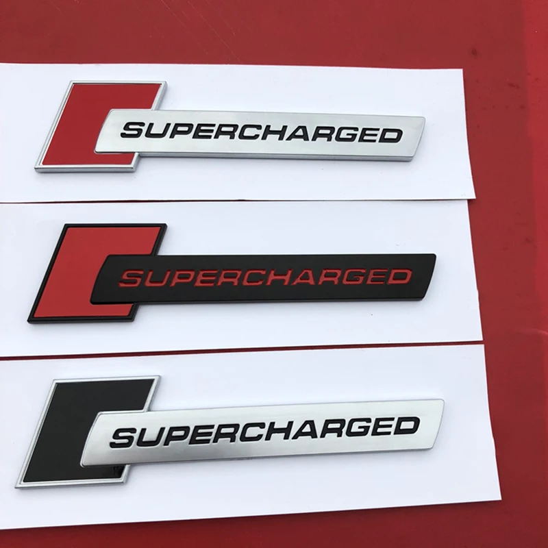 

Red Black Diamond Block Badge Bar Text Emblem for Audi SUPERCHARGED A4 A5 A6L Q3 Q5 Q7 Car Styling Trunk Fender Logo Sticker