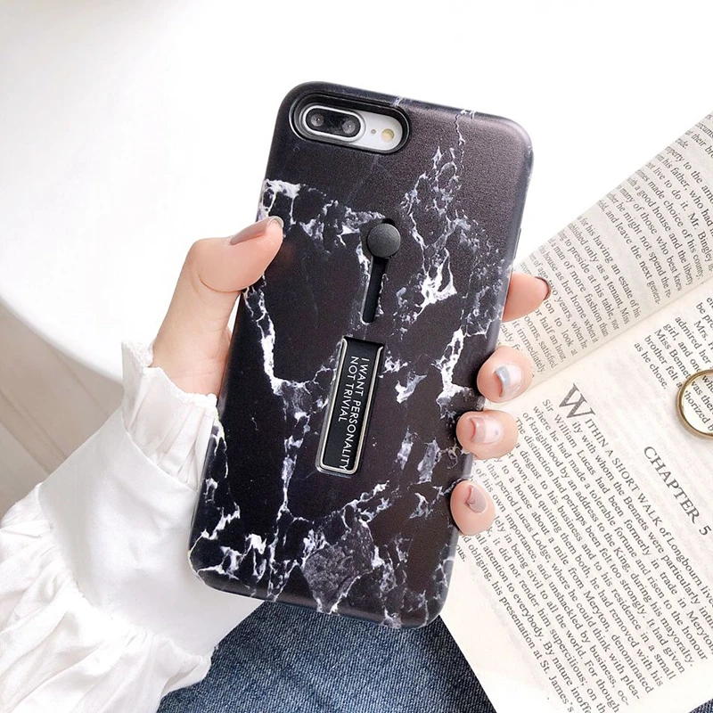 Модный рельефный 3D чехол для телефона с мраморным кольцом петлей iPhone 7 X XS MAX XR 6 8Plus