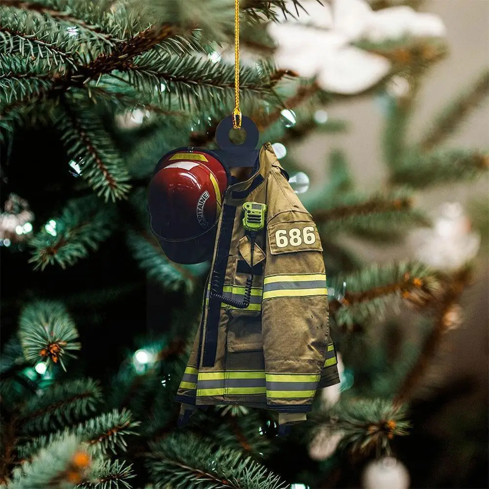 

Personalized Fire-fighting Ornaments Retro Jackets Christmas Docorations Hanging Pendants Tree Crafts Hat G6b4
