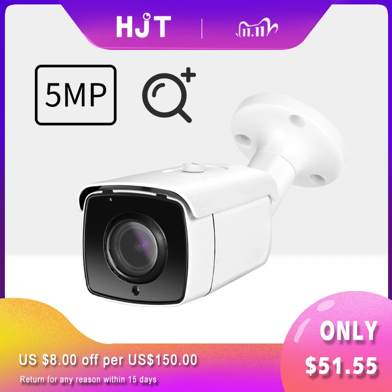 IP камера HJT Full HD Wi Fi 5 МП H.265 4X оптический зум|Камеры видеонаблюдения| |