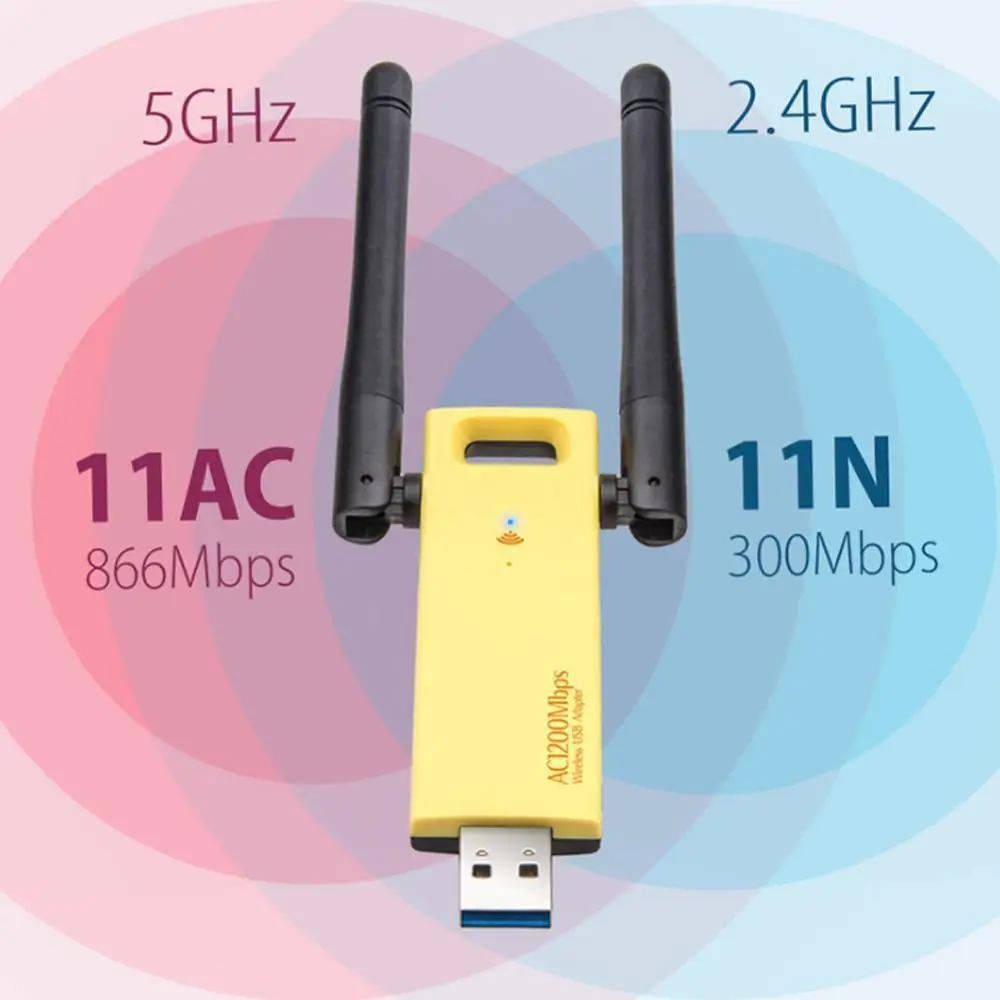 Беспроводной Wi Fi адаптер 1200 Мбит/с двухдиапазонный 5 ГГц 2 4 USB Антенна ключ карты