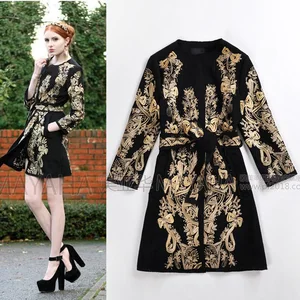 Новое зимнее платье с тяжелой золотой нитью, пальто с вышивкой, популярный стиль, большие размеры