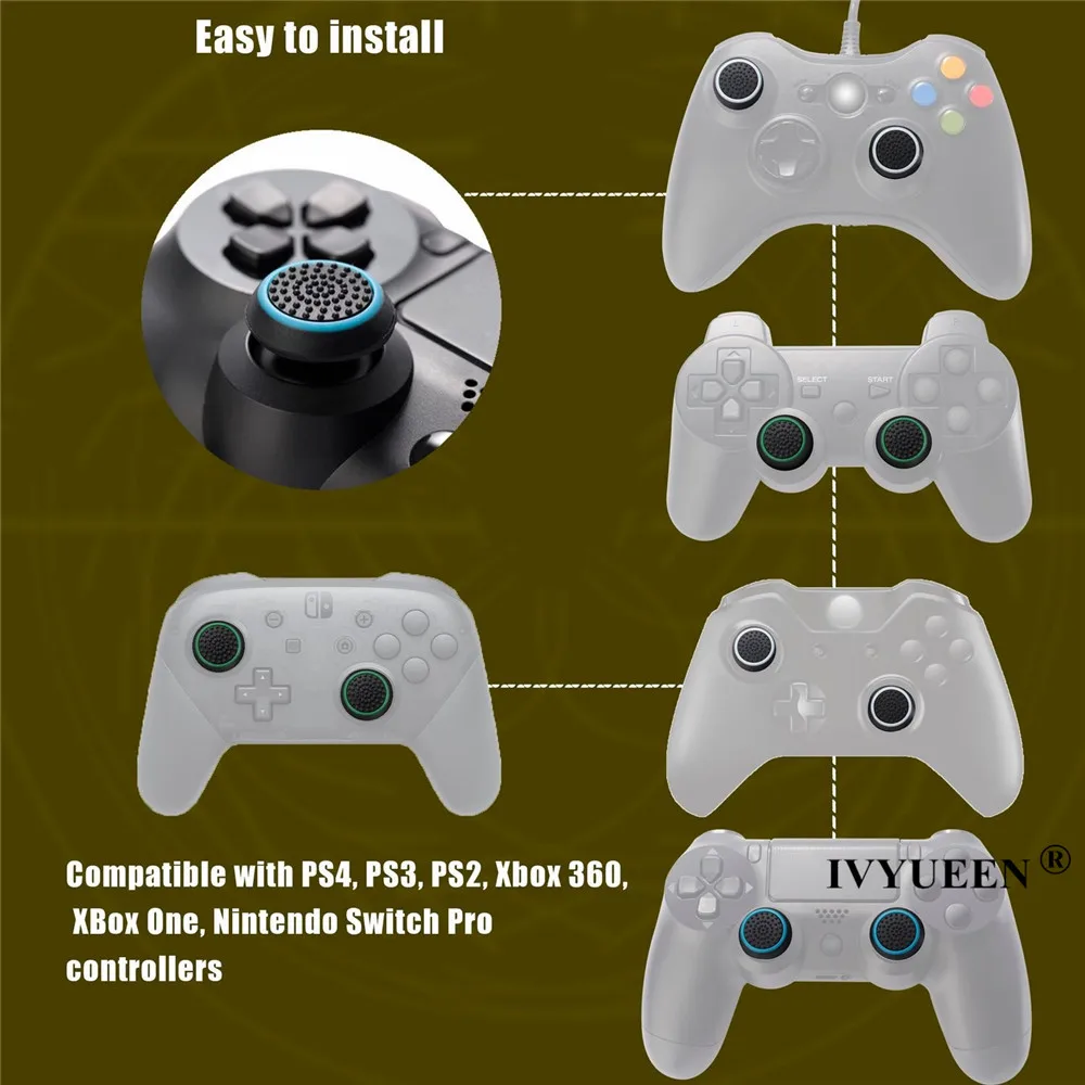 IVYUEEN 200 шт. колпачки для аналоговых стиков джойстиков Dualshock 5 4 PS5 PS4 PS3 XBox One X S 360|cap