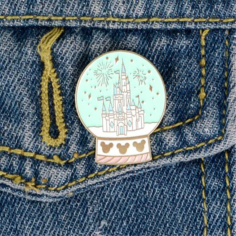 Новый хрустальный шар фантазия металлический значок Принцесса замок одежда