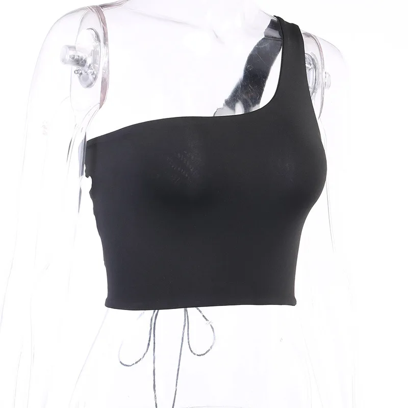 

Hjwsfdcai Sexy Strappy Backless Tank Top Women's Tube Top Solid Color One-Shoulder Female Underwear Nightclub Street Style