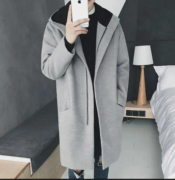 Мужские зимние куртки в английском стиле теплые однобортные шерстяные пальто