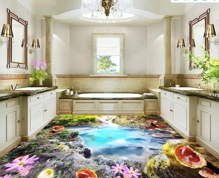 

Custom Flooring Mural Landscape cornucopia scenery Bathroom Bedroom Living room 3D Floor Murals PVC Waterproof Self-adhesive