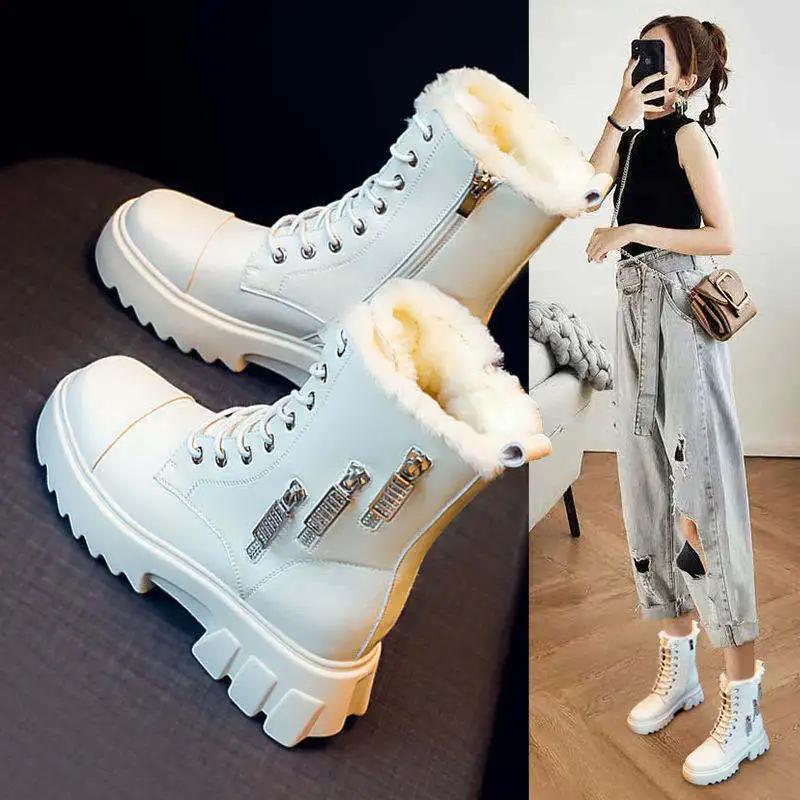 

Thick-soled Wild Sponge Bottom Plus Velvet Thick Cotton Shoes Winter Shoes Martin Boots Snow Boots Women's Shoes