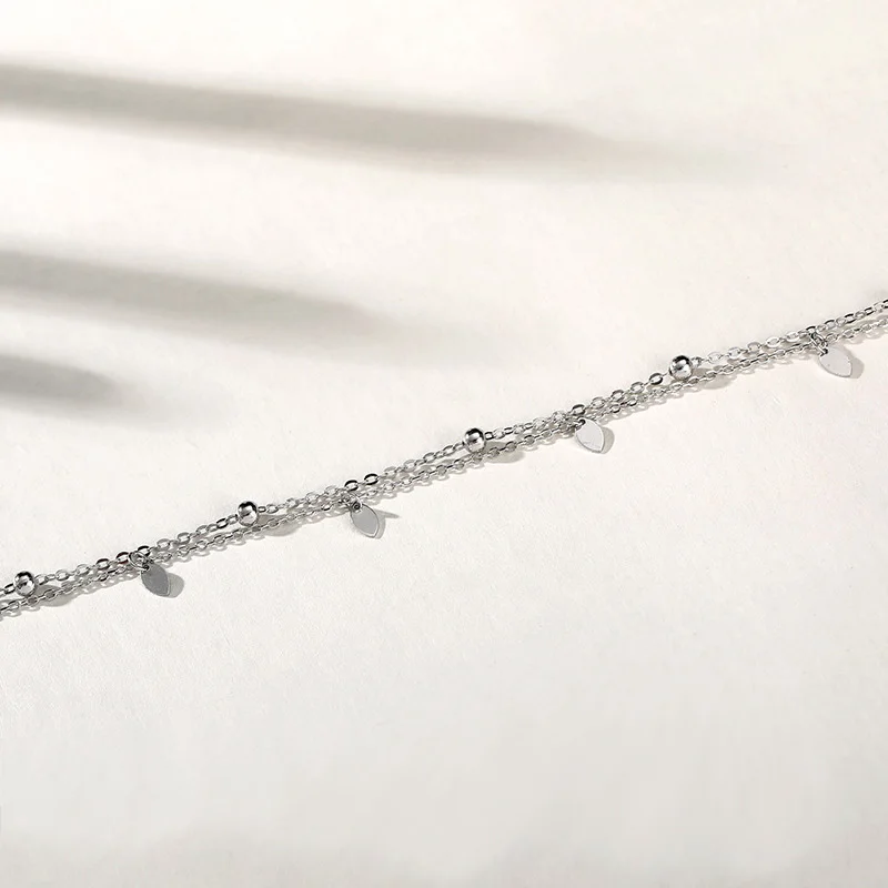 Серебряный браслет с двойным Слои блесток из бисера браслеты круглые бусины