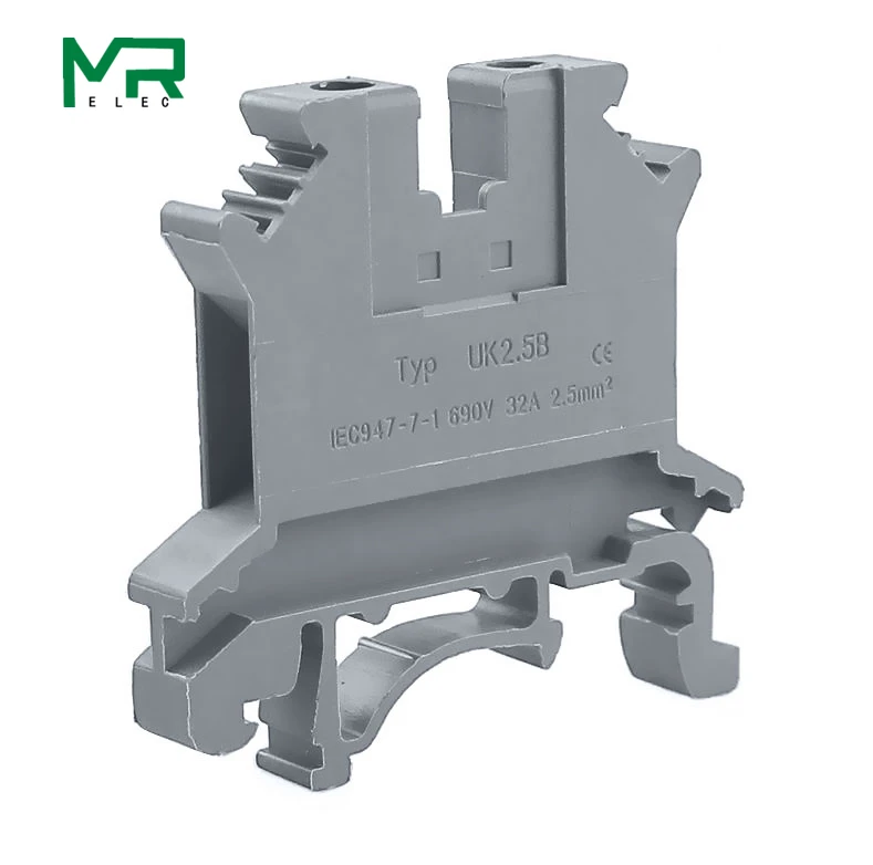gray 10PCS 10 шт./лот UK-2.5B синий/серый/красный/желтый 2,5 мм2 din-рейку Универсальный комбинированные клеммные блоки винтового типа UK2.5B - Цвет: gray 10PCS