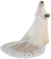 luxury long lace bridal veil with comb 3m 2 story cathedral white ivory wedding veil wedding accessories