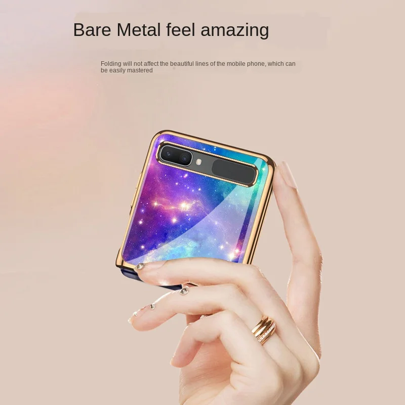 for samsung galaxy zflip mobile phone case f7000 folding case sm f7070 electroplating f700n glass 5g free global shipping