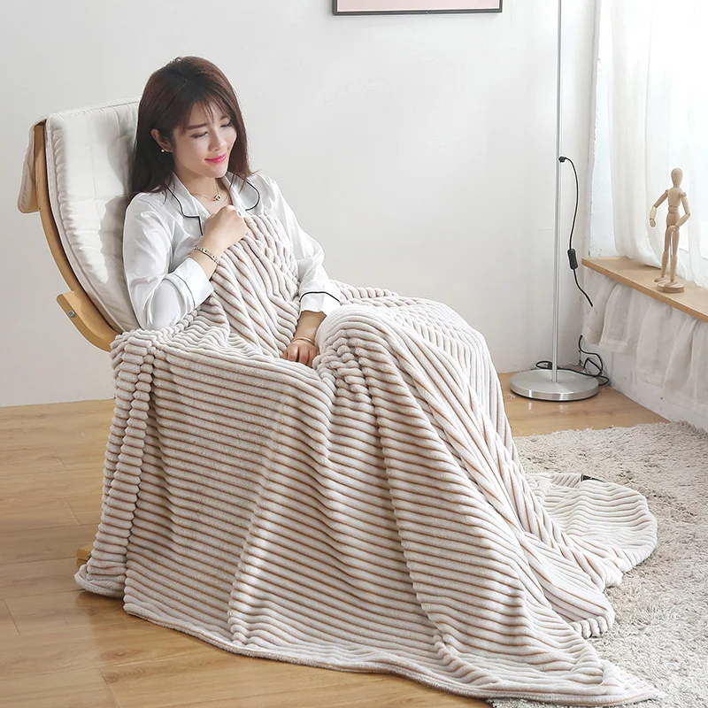 Green Stripe Blanket Bedding Sheet Queen King Travel for Bed Adult Bedspread Sofa Throw |