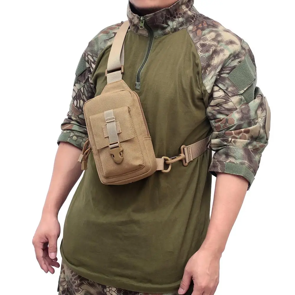 

Tactical Chest Bag Camouflage Field Sports Chest Storage Bag Outdoor Canvas Cycling Bag One-shoulder Diagonal Mobile Phone Bag