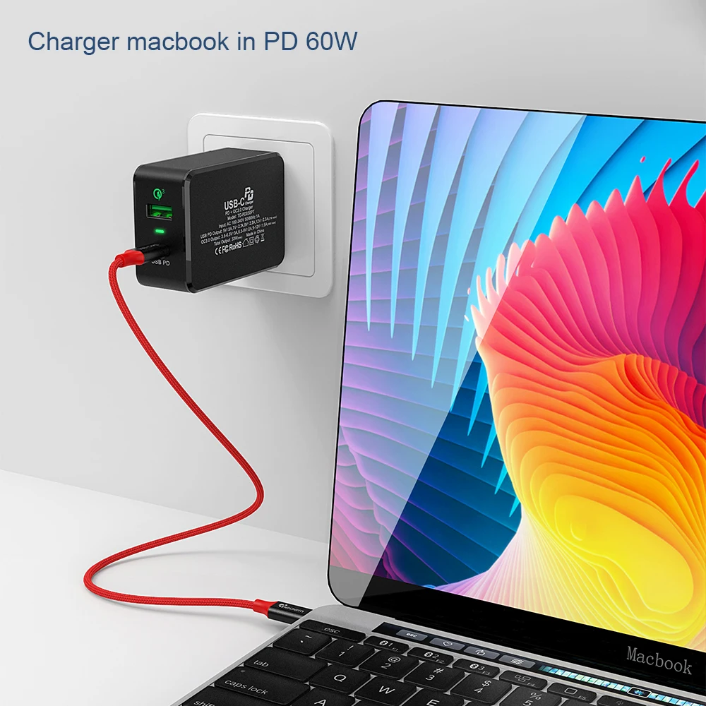 Tiegem usb type C для usb type C кабель для samsung Galaxy S9 Plus PD 60W QC3.0 3A кабель для быстрой зарядки для устройств type-C
