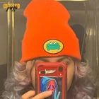 Шапка-бини Parappa The Rapper с вышивкой в виде лягушки, женская вязаная шапка, теплые Повседневные шапки в стиле хип-хоп, мужские шапочки, шапка, Милая женская шапка